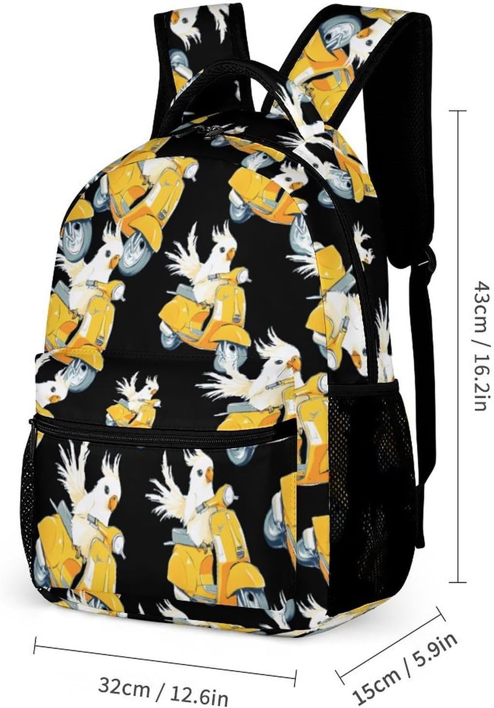 Cockatiel Motorcycle Backpack Portable Lunchbox
