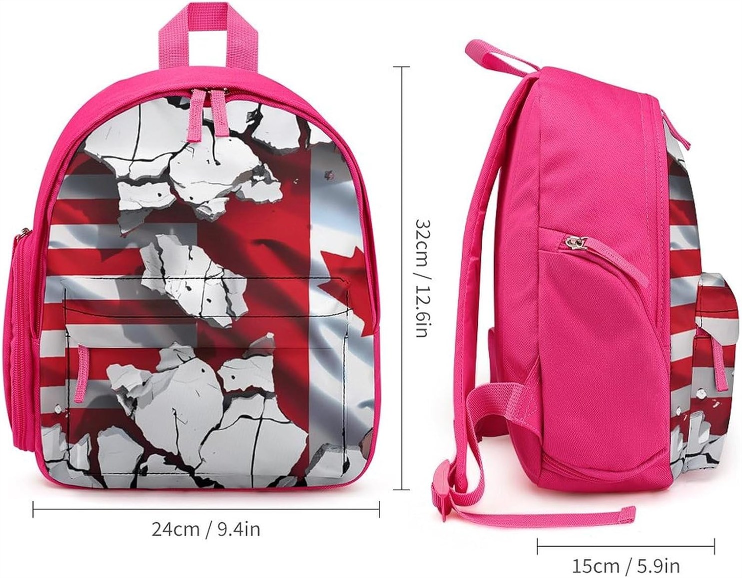 Cracked American Backpack Adjustable Pink style 11