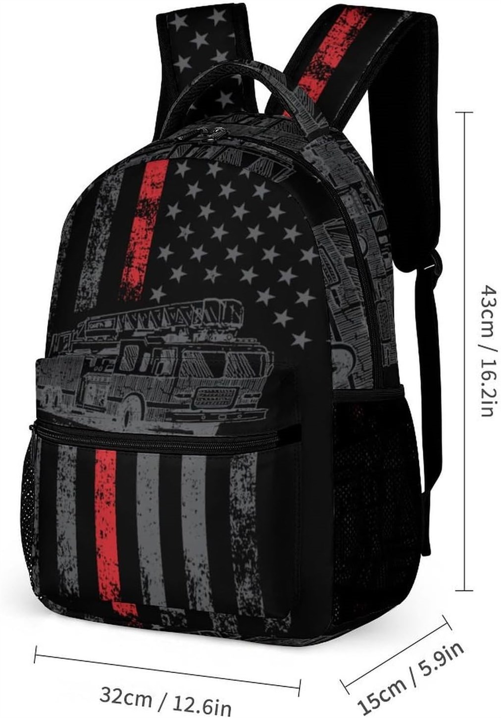 Firefighter Backpack Daypack Pockets Shopping