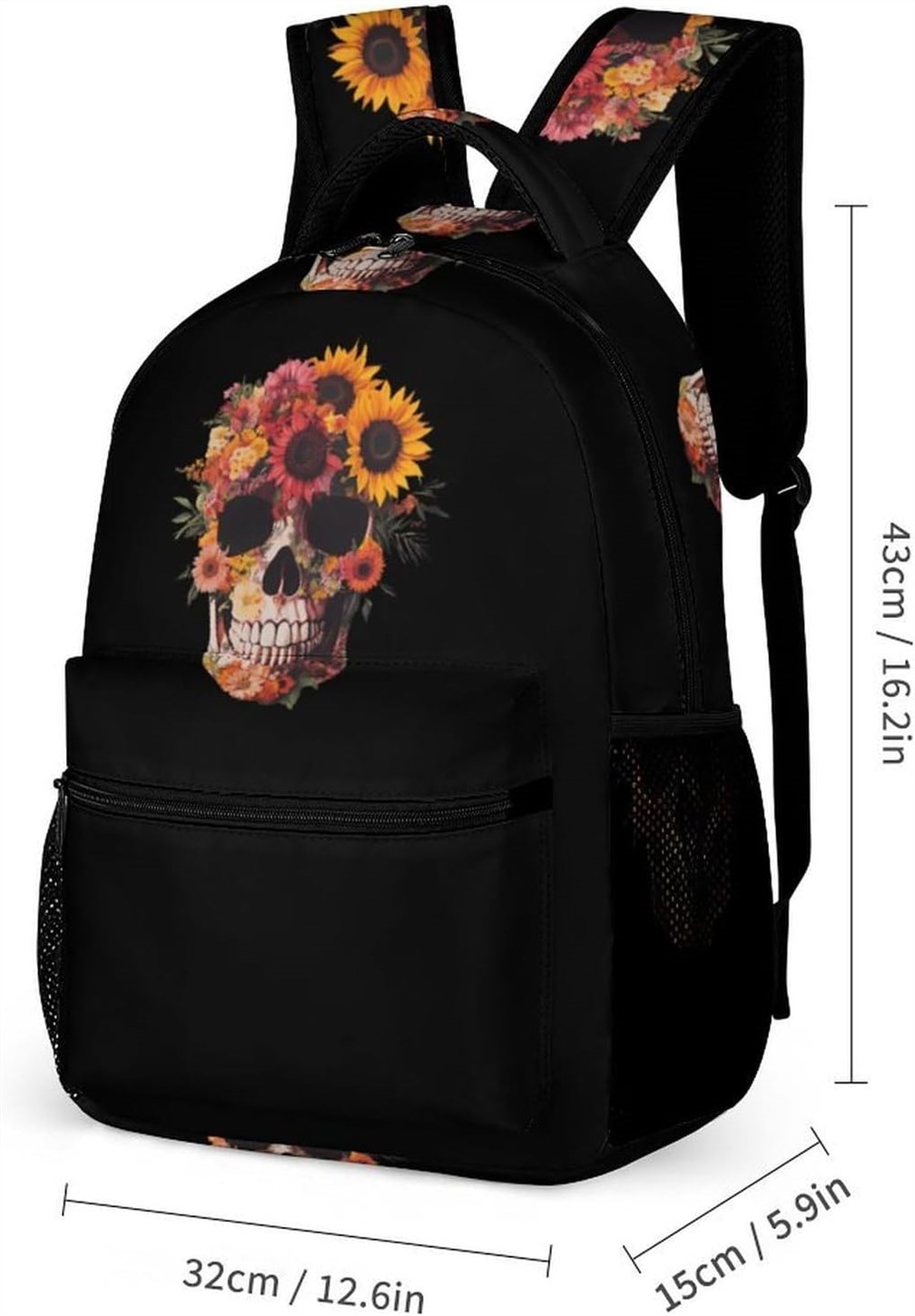 Flowers Backpack Daypack Pockets Shopping