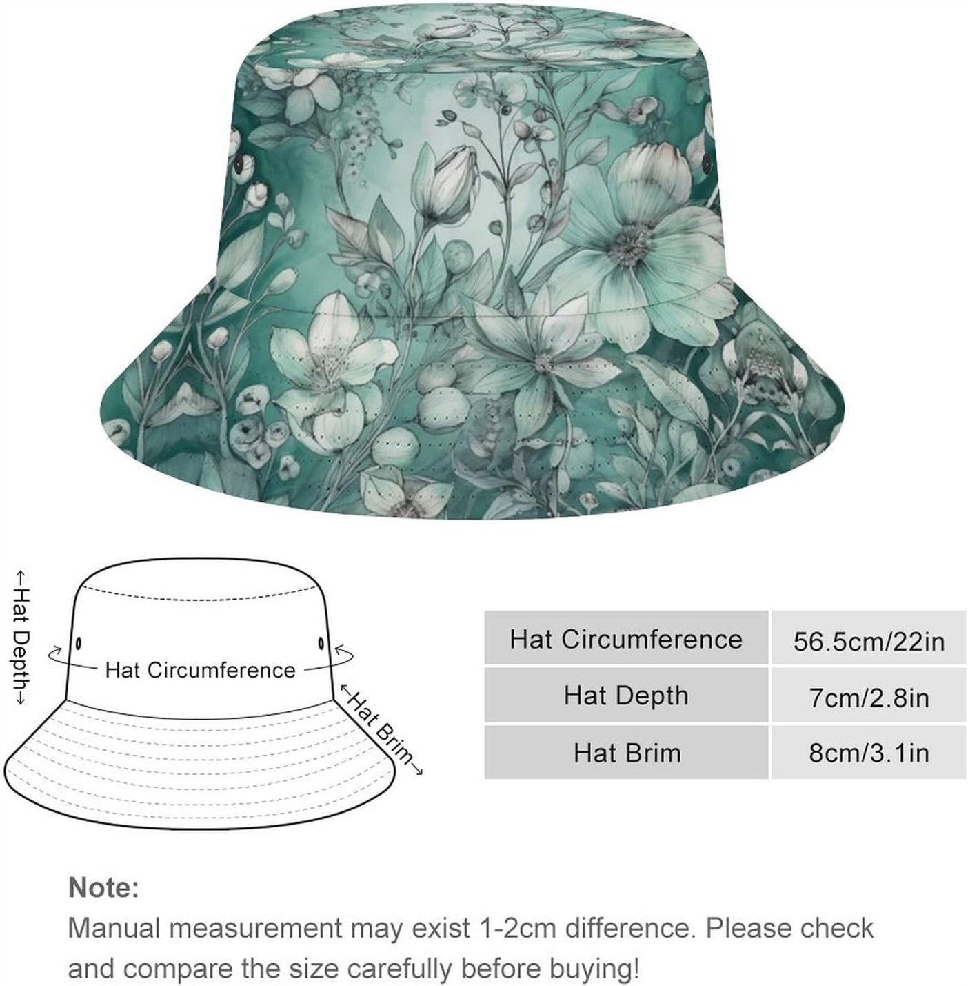 Green Floral Bucket Hiking Fishing
