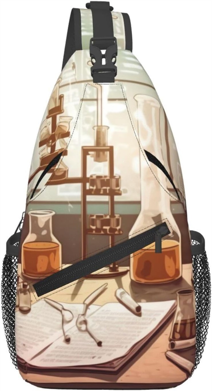 NBSKSDLK Chemistry Lab Sling Backpack: Style Meets Function for the Modern Explorer NBSKSDLK Chemistry Lab Sling Backpack: Style Meets Function for the Modern Explorer