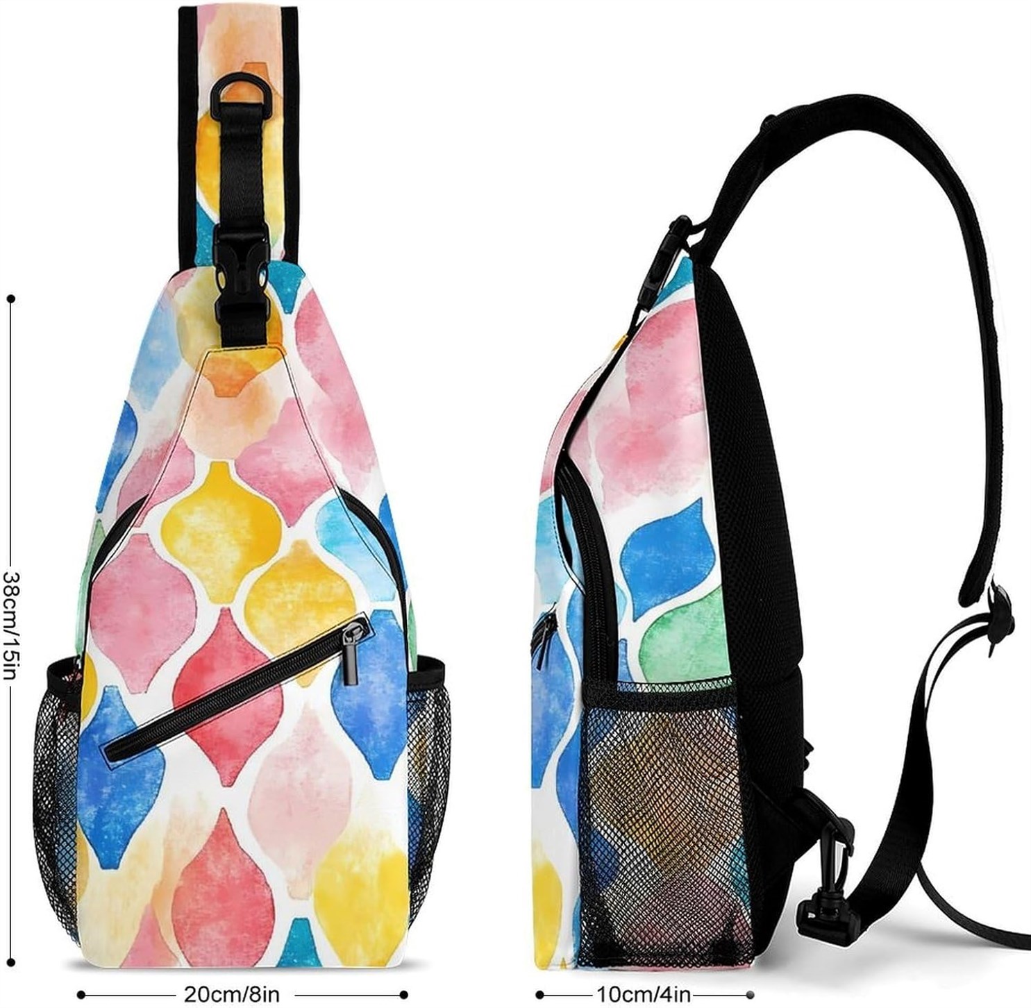 Rainbow Watercolor Moroccan Crossbody Backpack