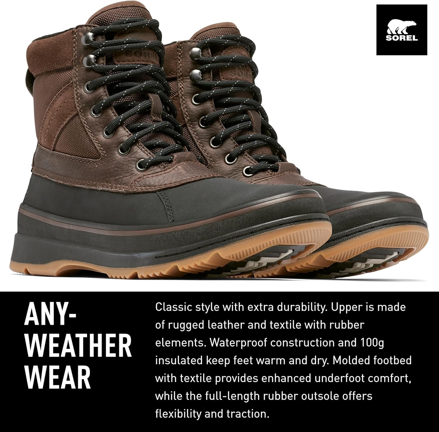 Sorel Winter Boots Tobacco Black