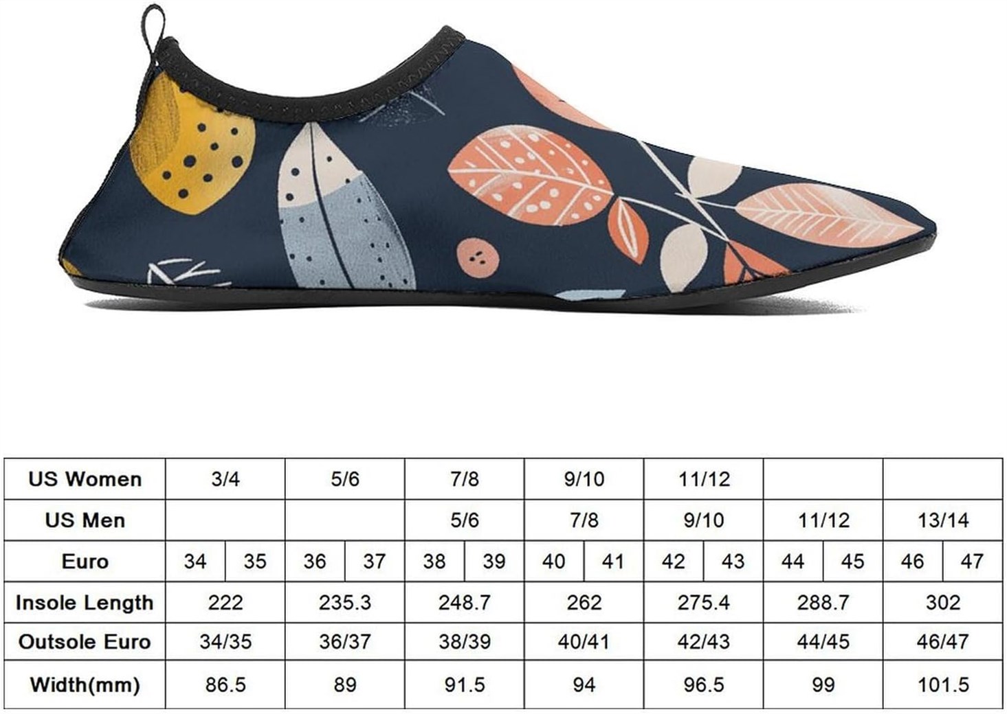 Water Shoes Quick Dry Leaves Pattern